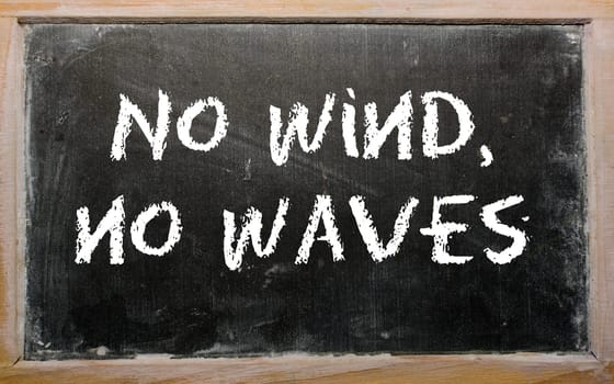 Blackboard writings "No wind, no waves"""
