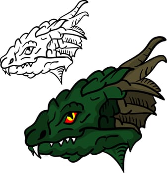 vector - set of dragon head isolated on background