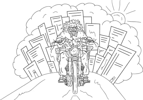 vector - Old Biker isolated on background