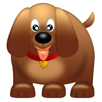Cute Puppy Dog with Red Collar Isolated on White Background Illustration