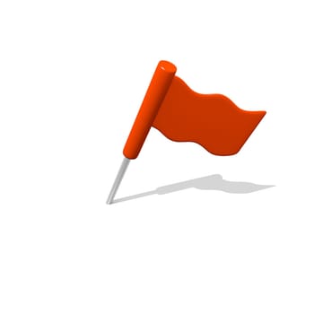 Orange flag isolated on white,3d image
