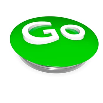 Go Green button on white,3d image