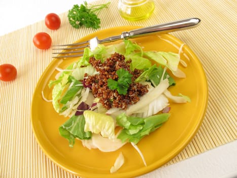 Salad with red quinoa