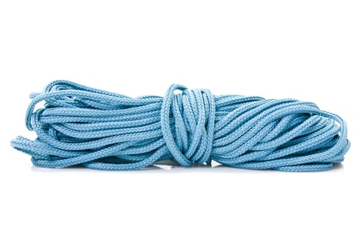 Blue nylon utility rope  over a white background