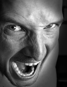very angry mens face close up shoot