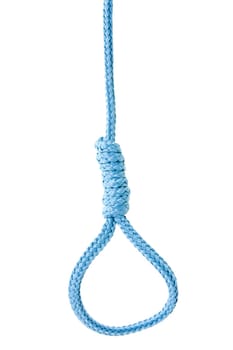 blue rope noose isolated on white background