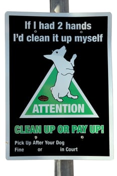 warning sign on dog littering isolated on white with clipping path