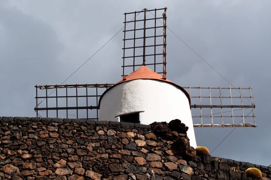 Typical windmill in Lanzarote, Canary Islands, Spain