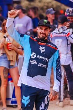 MAYDENA, AUSTRALIA - FEBRUARY 08: Sam HILL of Australia after competing in Red Bull Hardline Tasmania on February 8, 2025 in Maydena, Australia.