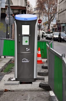 PARIS - NOVEMBER 25: An Autolib&#039  station under construction on November 25, 2011 in Paris, France. Autolib&#039  is a car-sharing scheme which will be launched in December.