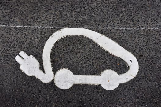 PARIS - NOVEMBER 25: An Autolib&#039  symbol painted on the tarmac on November 25, 2011 in Paris, France. Autolib&#039  is a car-sharing scheme which will be launched in December.