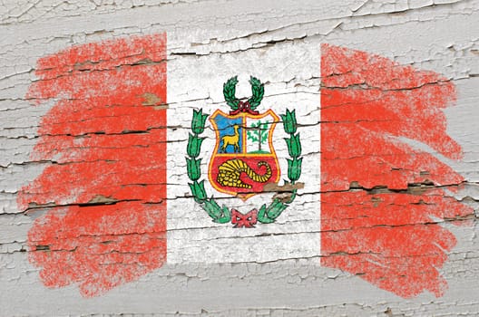 Chalky  flag painted with color chalk on grunge wooden texture