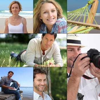 Mosaic of various outdoor activities
