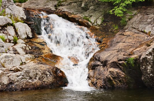 A waterfall over rock in Vermont