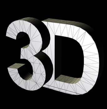 3d three dimensional letters wire frame computer generated symbol illustration.