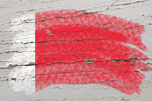 Chalky bahrain flag painted with color chalk on grunge wooden texture