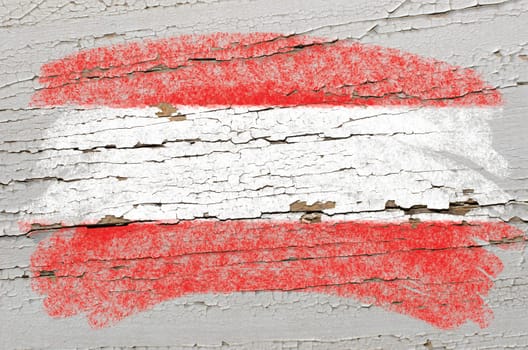 Chalky  austrian flag painted with color chalk on grunge wooden texture
