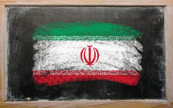 Chalky iran flag painted with color chalk on old blackboard