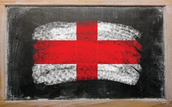 Chalky english flag painted with color chalk on old blackboard