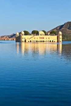 Water Palace (Jal Mahal) in Man Sagar Lake. Jaipur, Rajasthan, India. 18th Century. The palace Dzhal-Mahal.