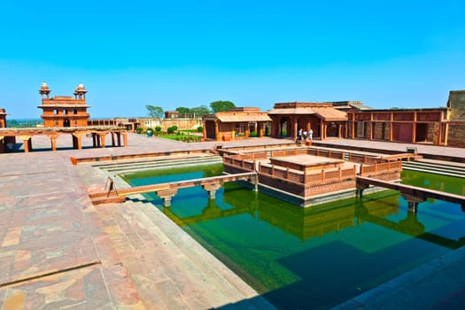 Fatehpur Sikri, India. It is a city in Agra district in India. It was built by the great Mughal emperor, Akbar beginning in 1570.
