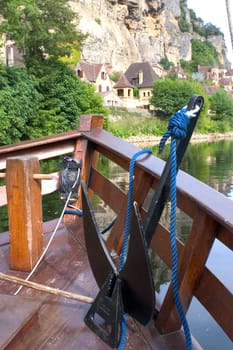 A walk in boat on the Dordogne on board traditional boatscalled barges or gabarres