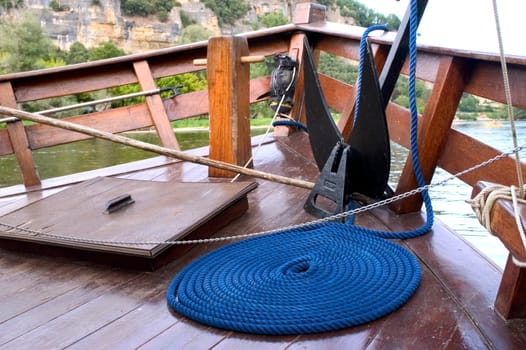 A walk in boat on the Dordogne on board traditional boatscalled barges or gabarres