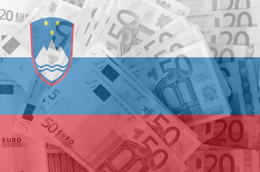 transparent Slovenian flag with euro banknotes