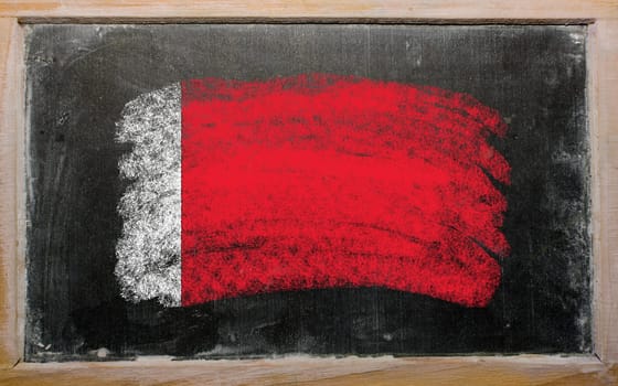 Chalky bahrain flag painted with color chalk on old blackboard