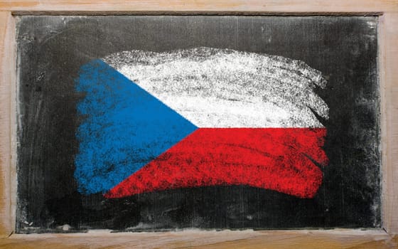 Chalky czech republic flag painted with color chalk on old blackboard