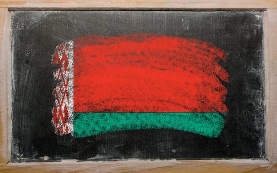 Chalky belarus flag painted with color chalk on old blackboard