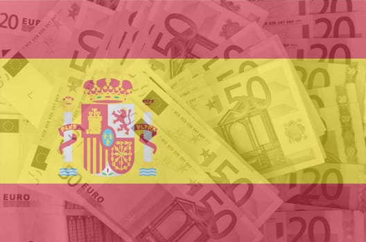 transparent spanish flag with euro banknotes