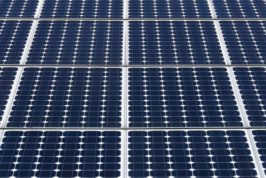 detail of solar panels on a roof