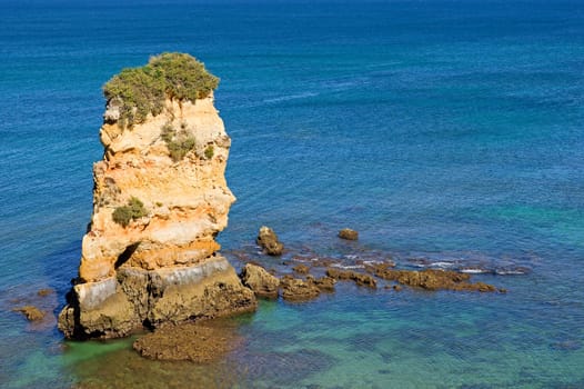 Typical rock formation on Portugal's south coast in the Algarve