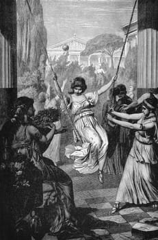 Sports of Ancient Greek Girls. Engraved by M.Weber and published in Pictorial History Of The Worlds Great Nations, United States, 1882.