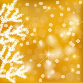 Fir branches with golden background