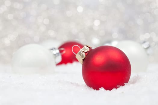 Christmas ball in the snow