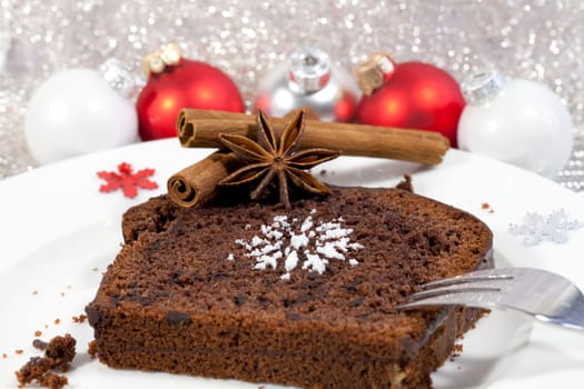 Chocolate cake with Christmas decoration