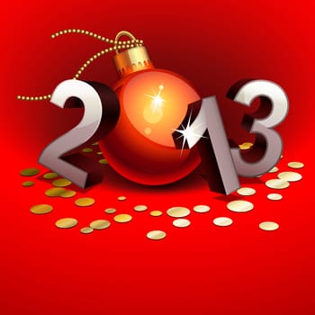 New year 2013 with numbers and bauble