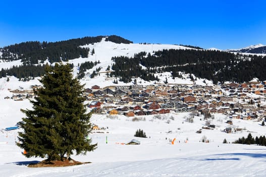 Mountain station in alps : Les saisies, Beaufort, Savoy