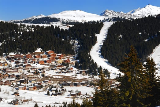 Mountain station in alps : Les saisies, Beaufort, Savoy