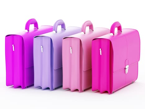 Four colored business bags on a white background - 3D render