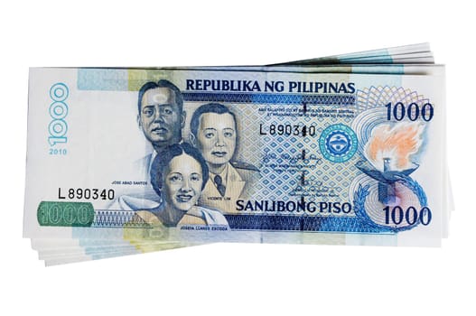 a stack of philippines peso, in one thousand denomination