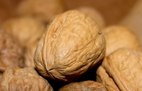 A walnut on a dark background