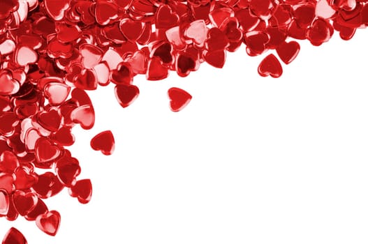 Red hearts confetti isolated on white background