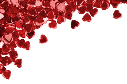 Red hearts confetti isolated on white background