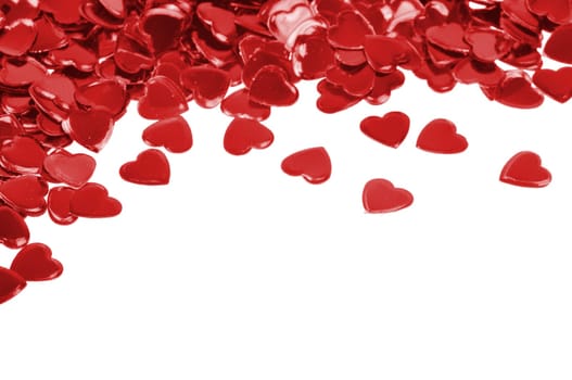 Red hearts confetti isolated on white background