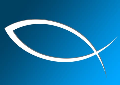 Christianity Fish Symbol Sign Blue Gradient with Shadow