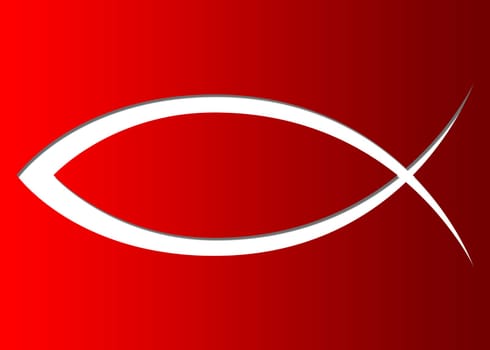 Christianity Fish Symbol Sign Red Gradient
