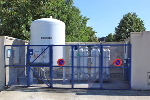 oxygen bottle depot for a hospital